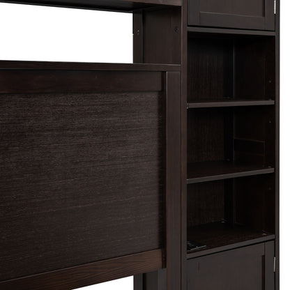 Bed With All In One Cabinet, Shelf And Sockets, Twin Long Trundle