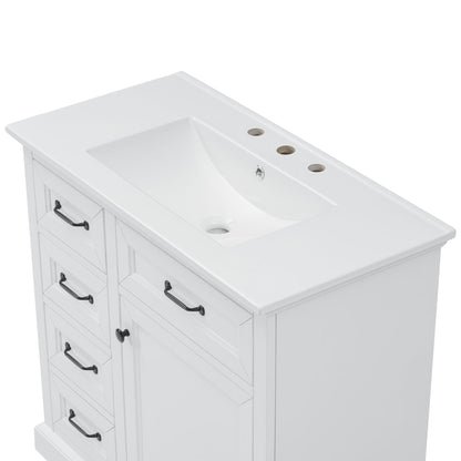 Modern Bathroom Vanity With Sink Top, 4 Drawers And 1 Soft-Close Door
