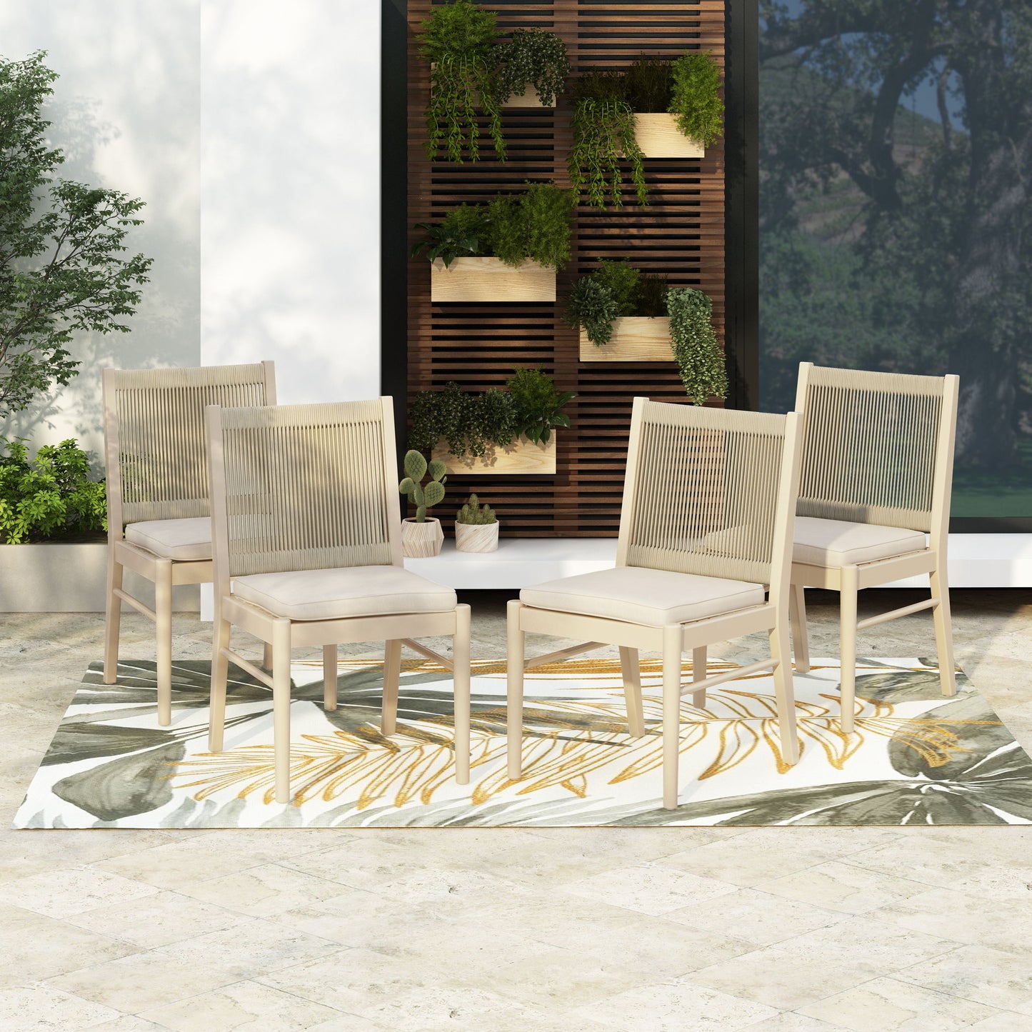 Cordoba - Dining Chair (Set of 2) Comfortable Armless Chairs - Beige