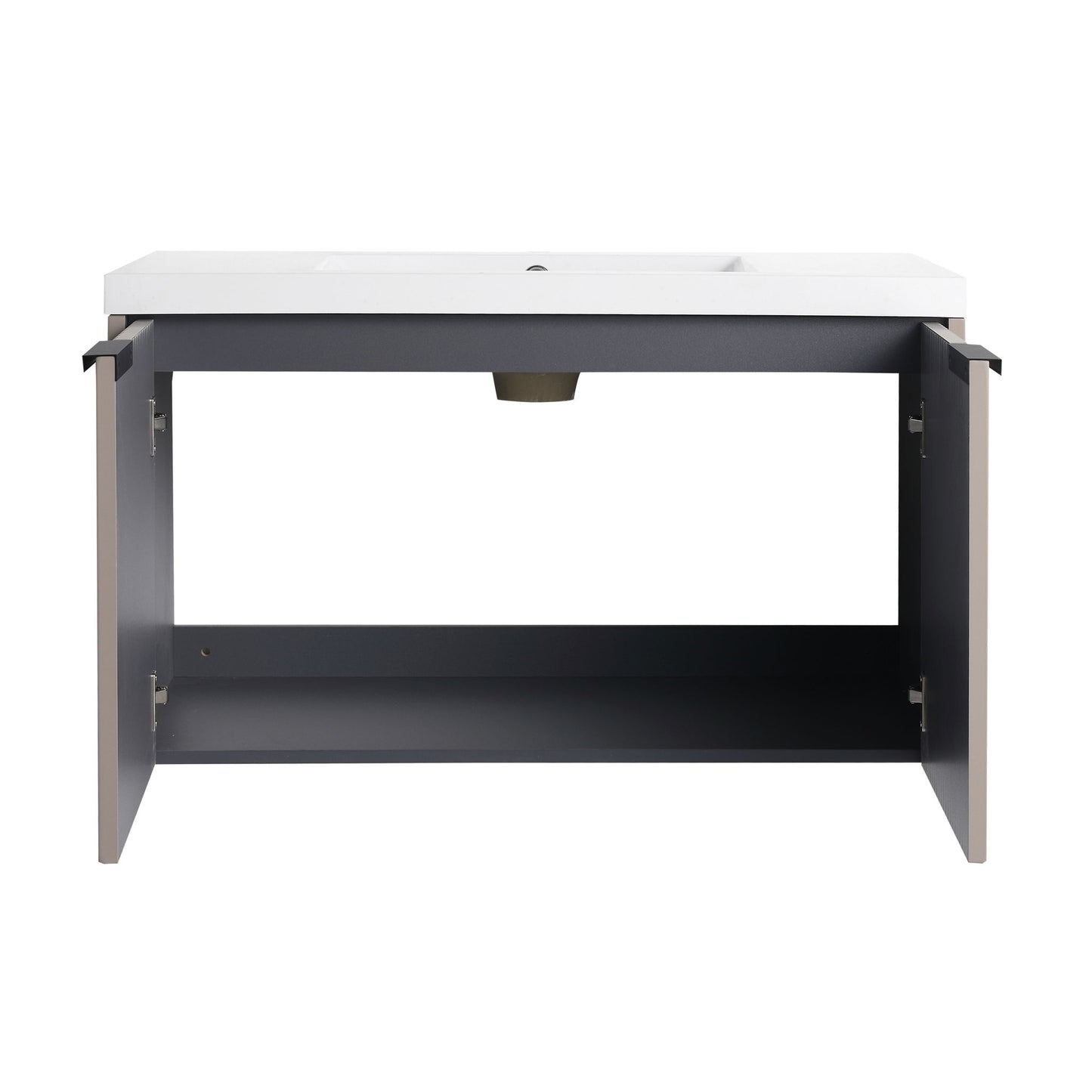 Contemporary Wall Mounted Bathroom Vanity With Resin Double Sink