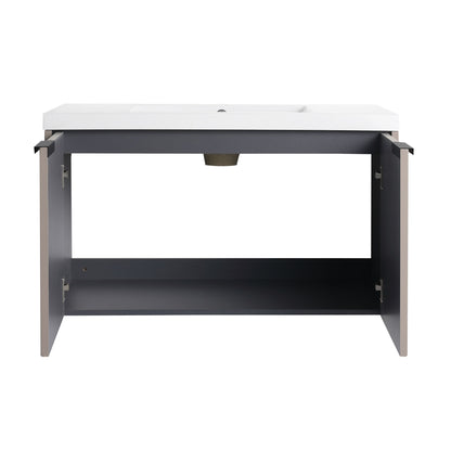 Contemporary Wall Mounted Bathroom Vanity With Resin Double Sink