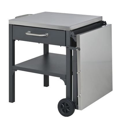 Foldable Outdoor Kitchen Cart With Storage For Patio
