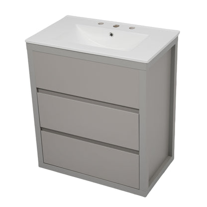 Double Sinks Bathroom Vanity Set With 2 Ceramic Basins