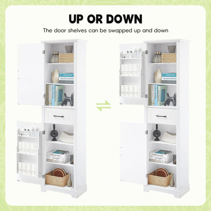 Tall Freestanding Bathroom Storage Cabinet With 2 Doors And Adjustable Shelves