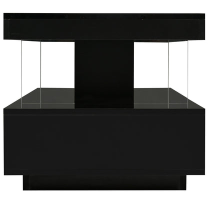 LED Coffee Table With 2 Drawers And Display Shelves