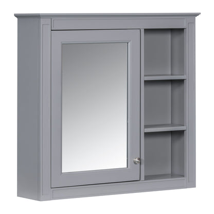 Bathroom Vanity With Top Sink, Freestanding Storage Cabinet With 2 Doors And 3 Drawers, Mirror Cabinet Included - Gray