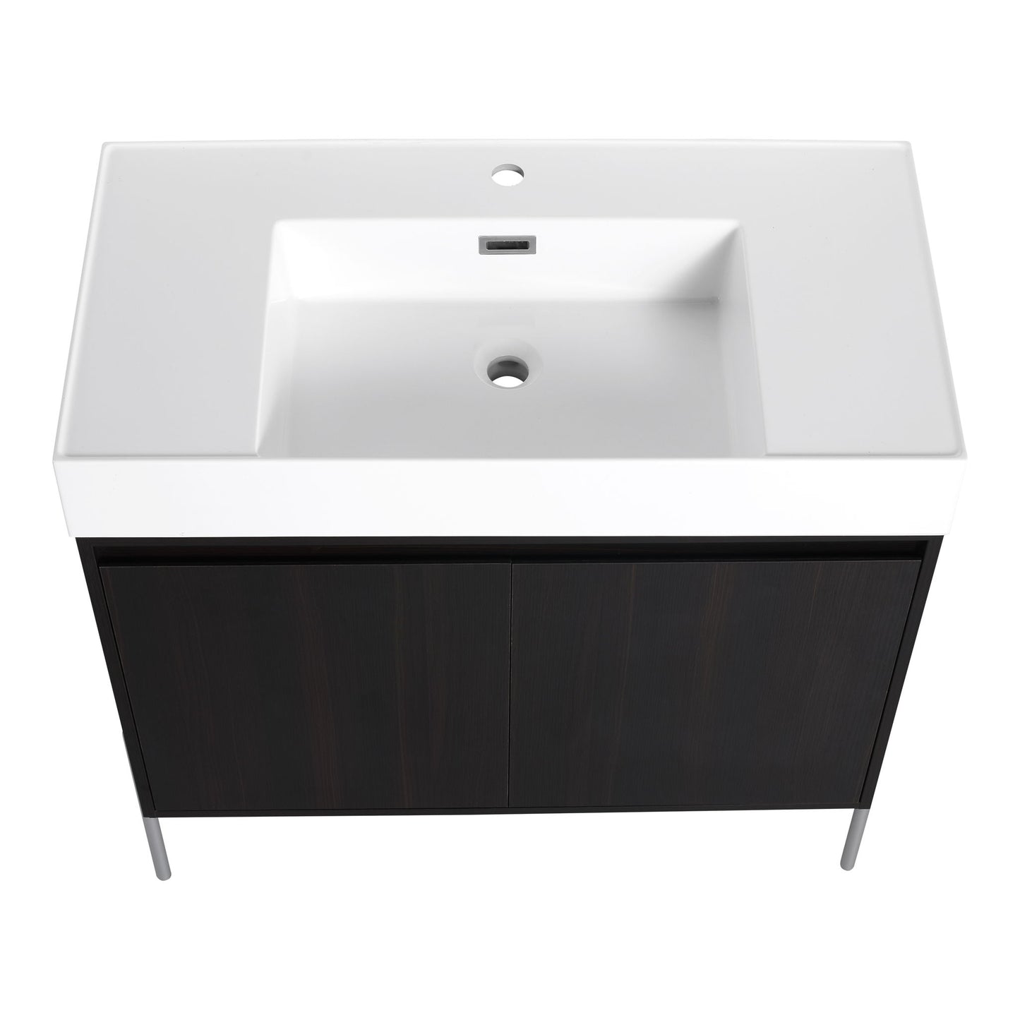 Freestanding Bathroom Vanity With Resin Sink And Storage Cabinet