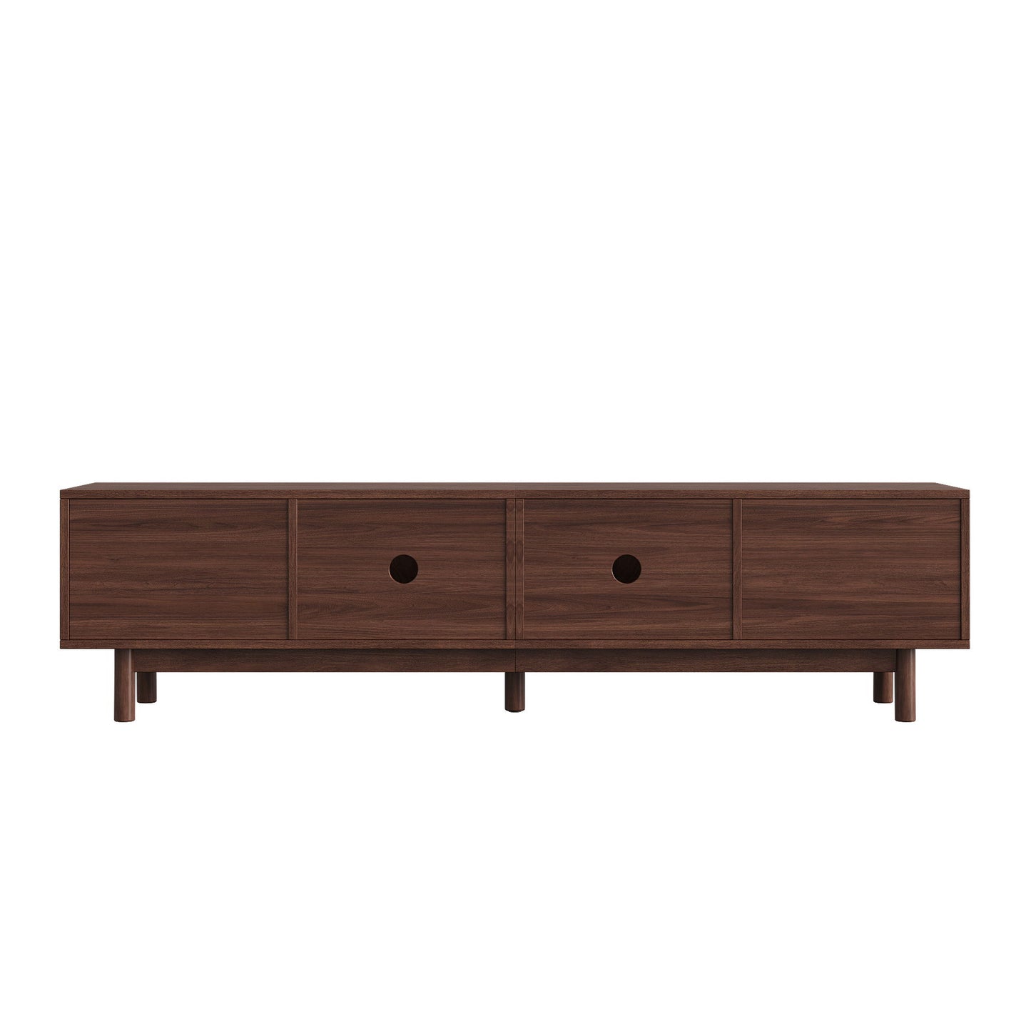 TV Stand With Sliding Doors And 2 Drawers For Living Room - Dark Brown