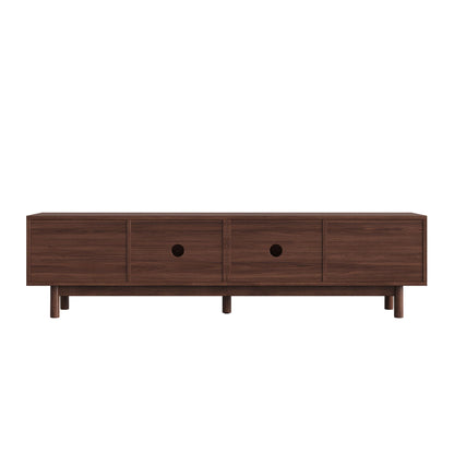TV Stand With Sliding Doors And 2 Drawers For Living Room - Dark Brown