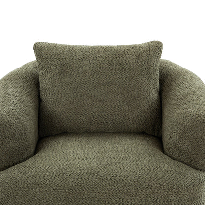 360° Swivel Barrel Sofa Chair With Throw Pillow, Upholstered Accent Chair