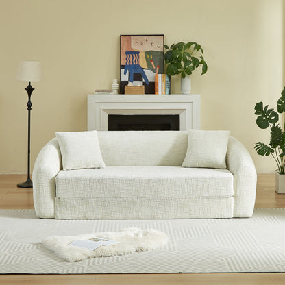 Curved Convertible Sofa, 2 In 1 Fold Out Bed With Pull Out Base And Deep Seat