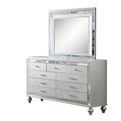 1 Piece Dresser With Snake Skin Bedroom Furniture - Silver