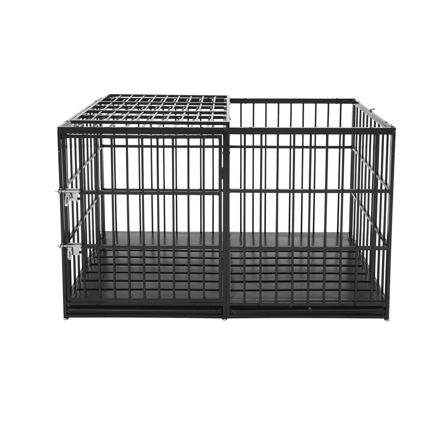 Extra Large Heavy Duty Dog Crate With Removable Pans For Dogs - Black