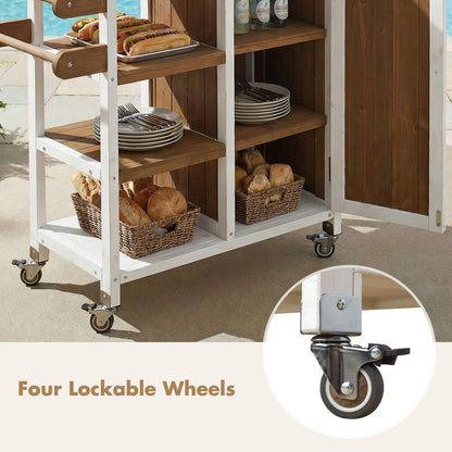 Foldable Outdoor Kitchen Island With Storage Cabinet