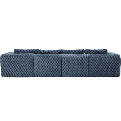Modular Sectional Sofa, Boneless Couch With 2 Movable Ottomans