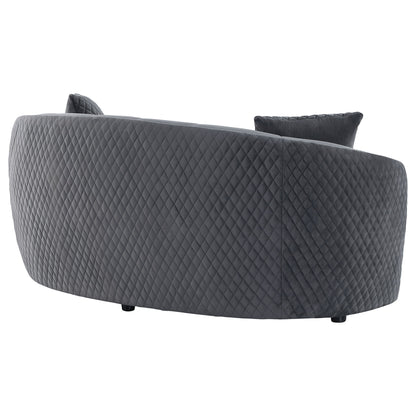 Lorraine - Upholstered Curved Loveseat - Dark Gray