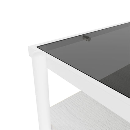 Rectangle Coffee Table With Tempered Glass Top And Legs, Modern Table For Living Room