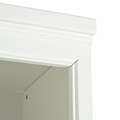 Retro Style 75'' Tall Display Shelf With Cabinet For Hallways Living Room Kitchen - White