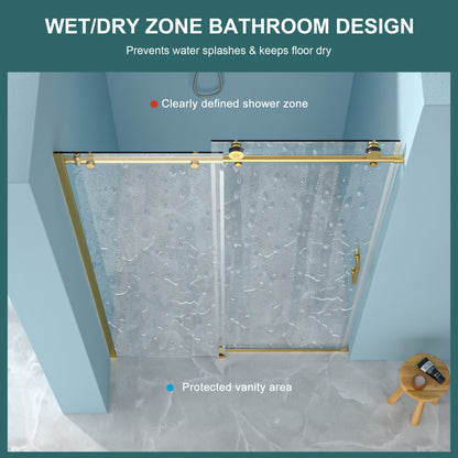 Single Sliding Bypass Shower Door Enclosure With Tempered Glass
