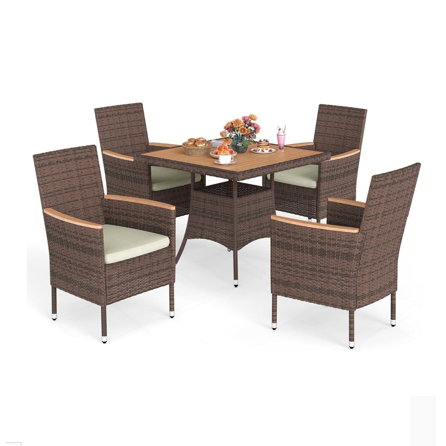 All-Weather Square Rattan Patio Dining Table