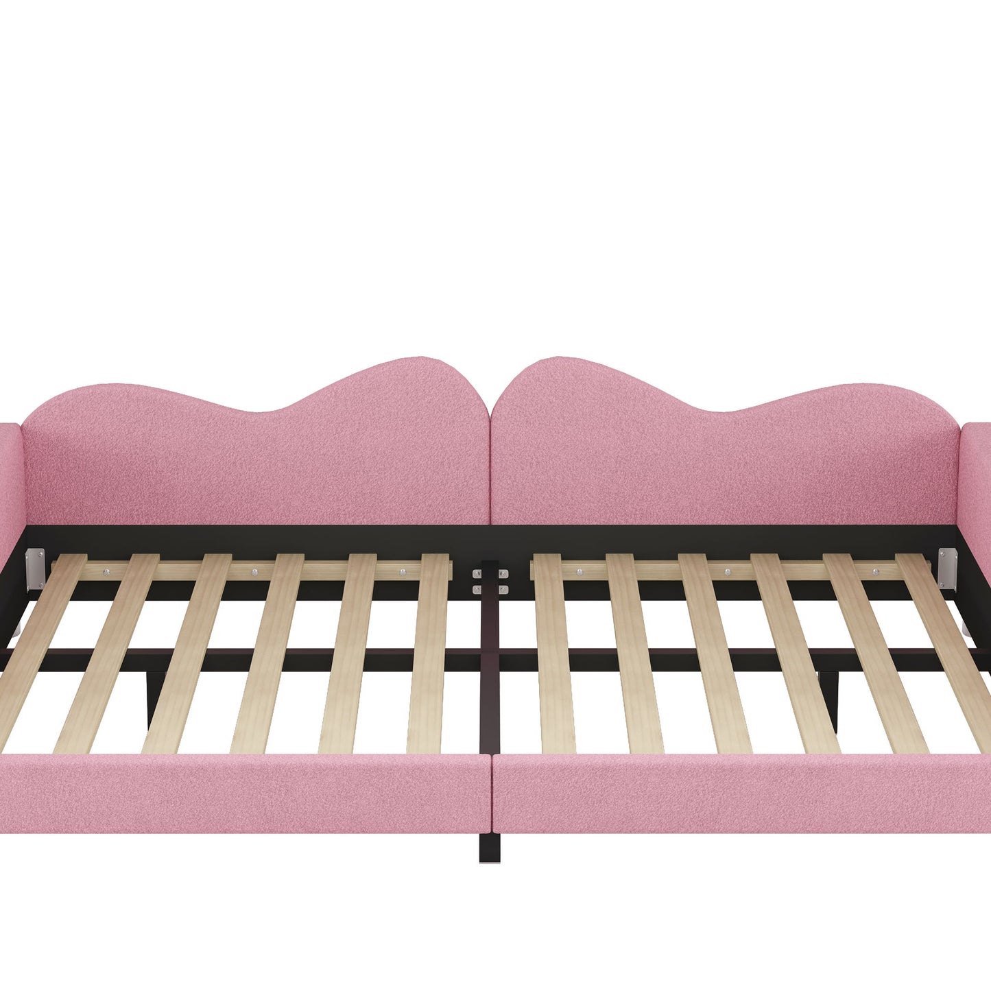 Upholstered Daybed, Sherpa Fabric Sofabed With Cloud-Shaped Backrest