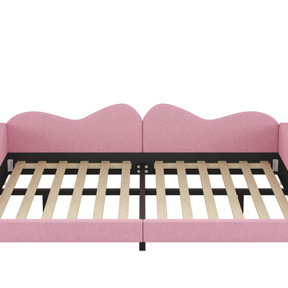 Upholstered Daybed, Sherpa Fabric Sofabed With Cloud-Shaped Backrest