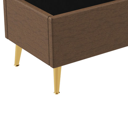 Modern Tufted Storage Ottoman Bench With Metal Legs