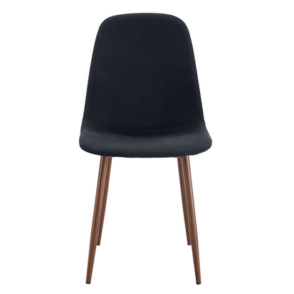 Luxury Simple Chair (Set of 4) Linen Cotton High Resilience Dining Chair With Metal Color Leg - Black / Walnut