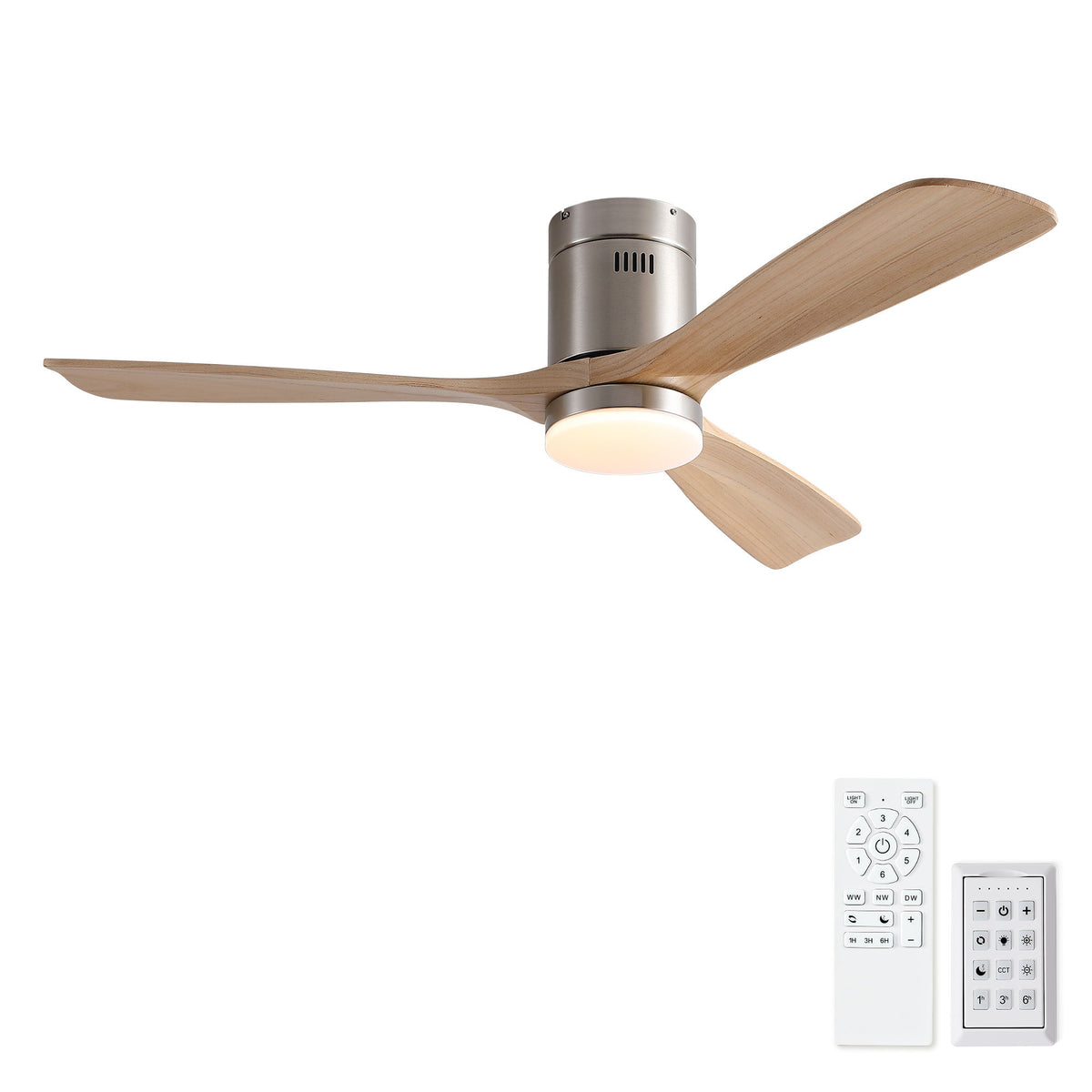 Low Profile Flush Mount Intergrated LED Ceiling Fan With Light And Silent Reversible Motor