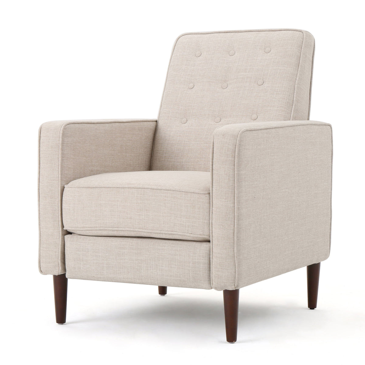 Mid-Century Modern Recliner With Button Tufted Waffle Stitch
