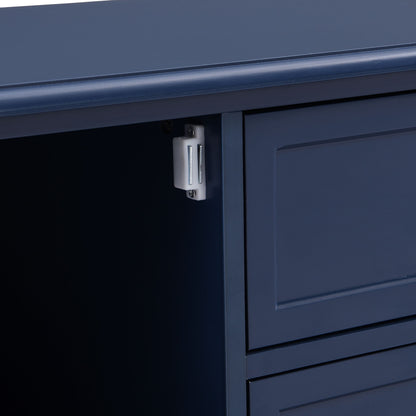 TV Stand, Entertainment Center With Dual Drawers And Hidden Storage, Cabinet With Soft Closing Doors And Sleek Panel Design