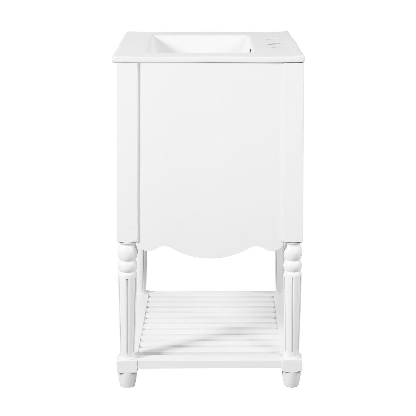Wave Design Bathroom Vanity With Sink, 2 Drawers And Open Shelf