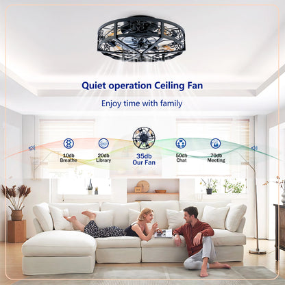 Mounting Type Ceiling Fan, Reversible Motor, DC Remote Control, 6 Speed Ceiling Fan - Matte Black