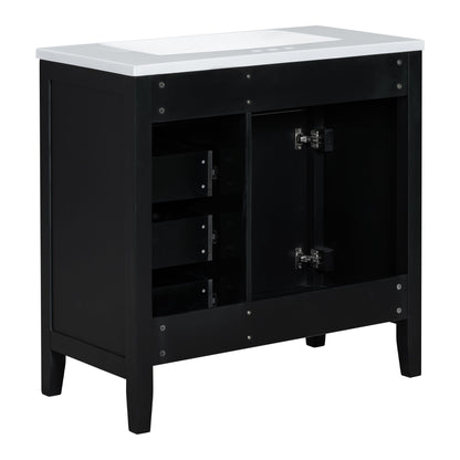 Modern Bathroom Vanity With Sink, Freestanding With Drawers And Doors