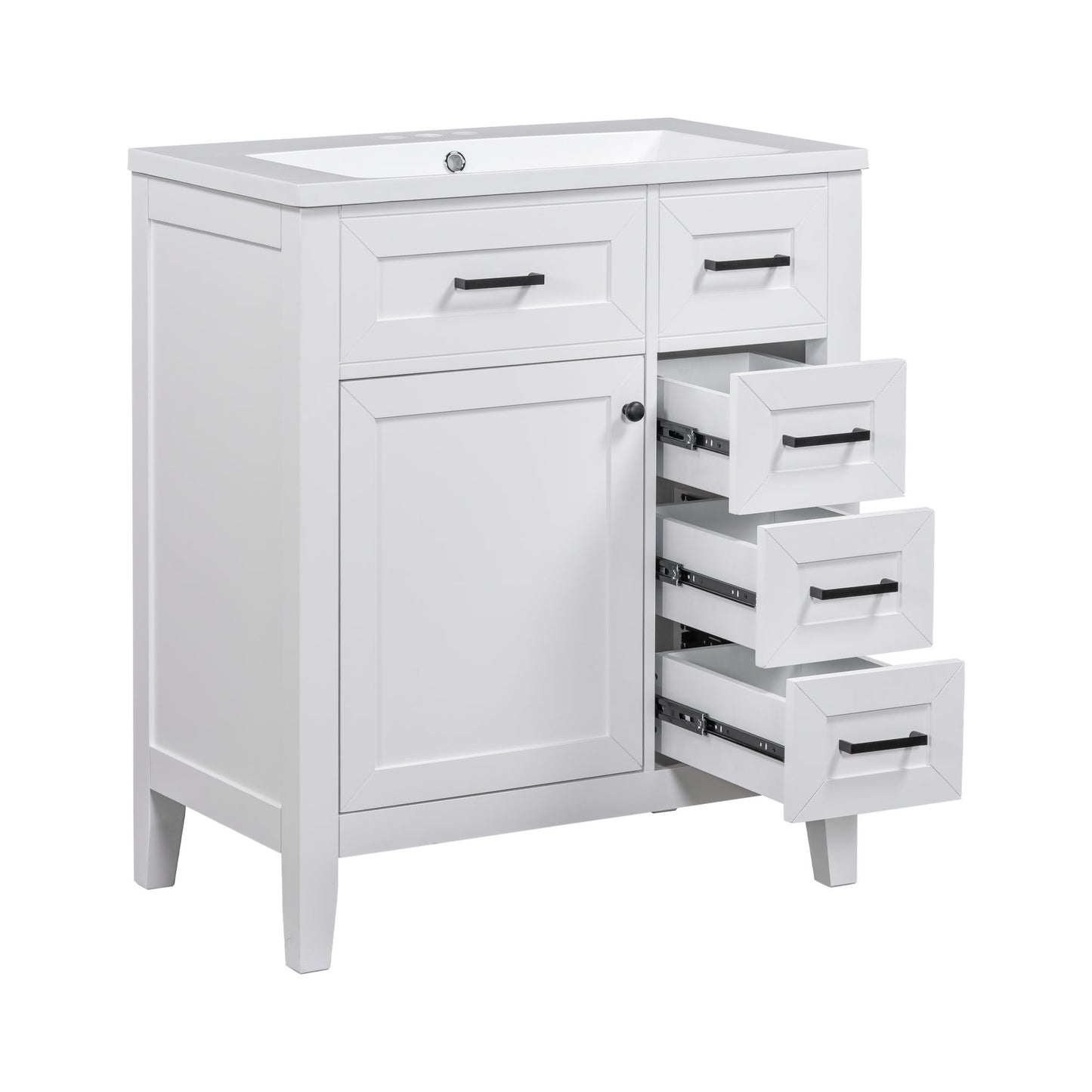 Modern Bathroom Vanity With Sink Combo, 3 Drawers, Undermount Drop-In Sink