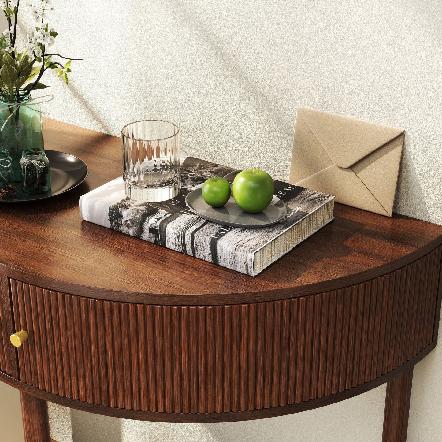 Demi Lune - Console Table With 2 Storage Drawers