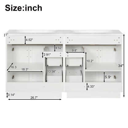 Bathroom Vanity With 2 Doors, 2 Drawers, Adjustable Shelf, Hidden Slides & Soft Close Hinges