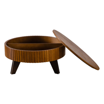 Round Retro Coffee With Solid Wood Legs