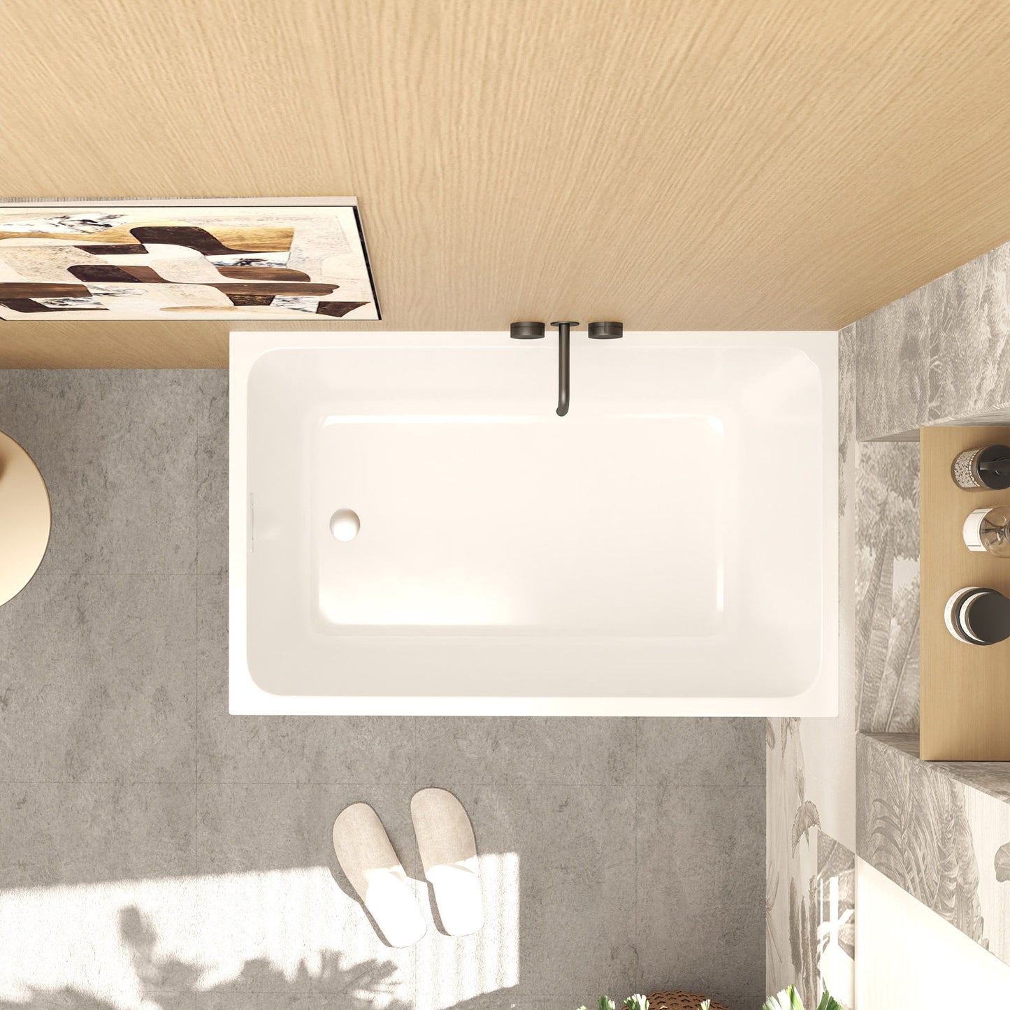 Freestanding Bathtub With Drain, Rectangular Shape