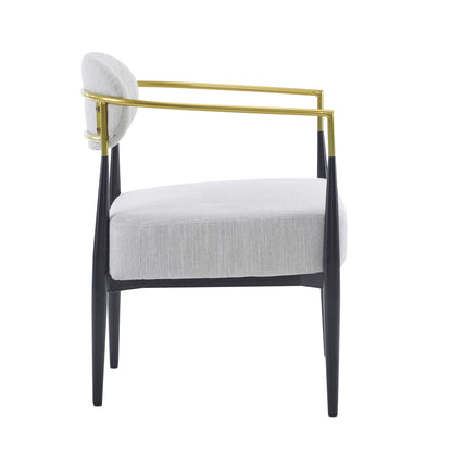 Upholstered Accent Armchair With Tapered Legs - Beige / Black / Gold