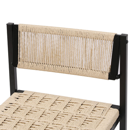 Style B, Woven Bar Stools With Backrest, Paper Rope Weave Dining Chairs For Kitchen Island - Creamy White