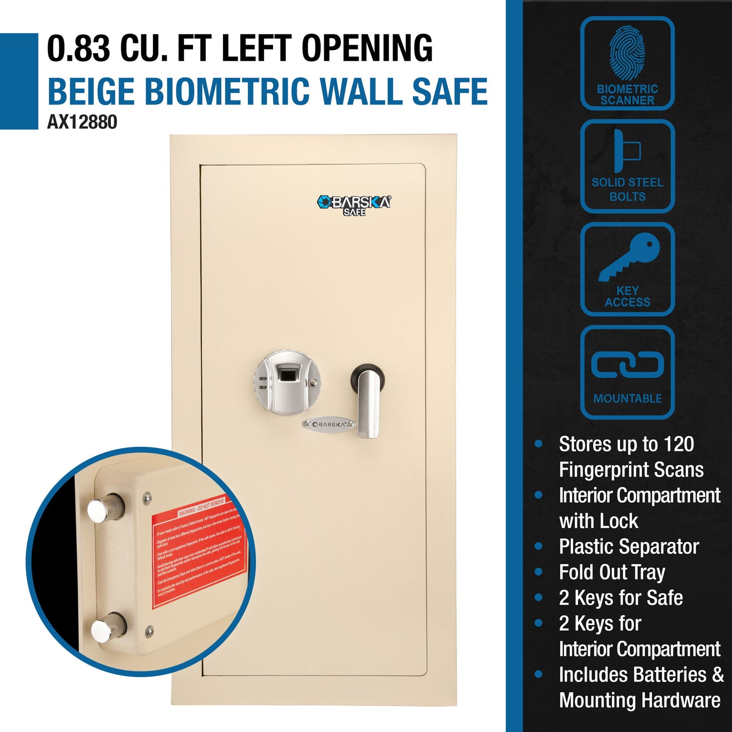 Durable Biometric Wall Safe