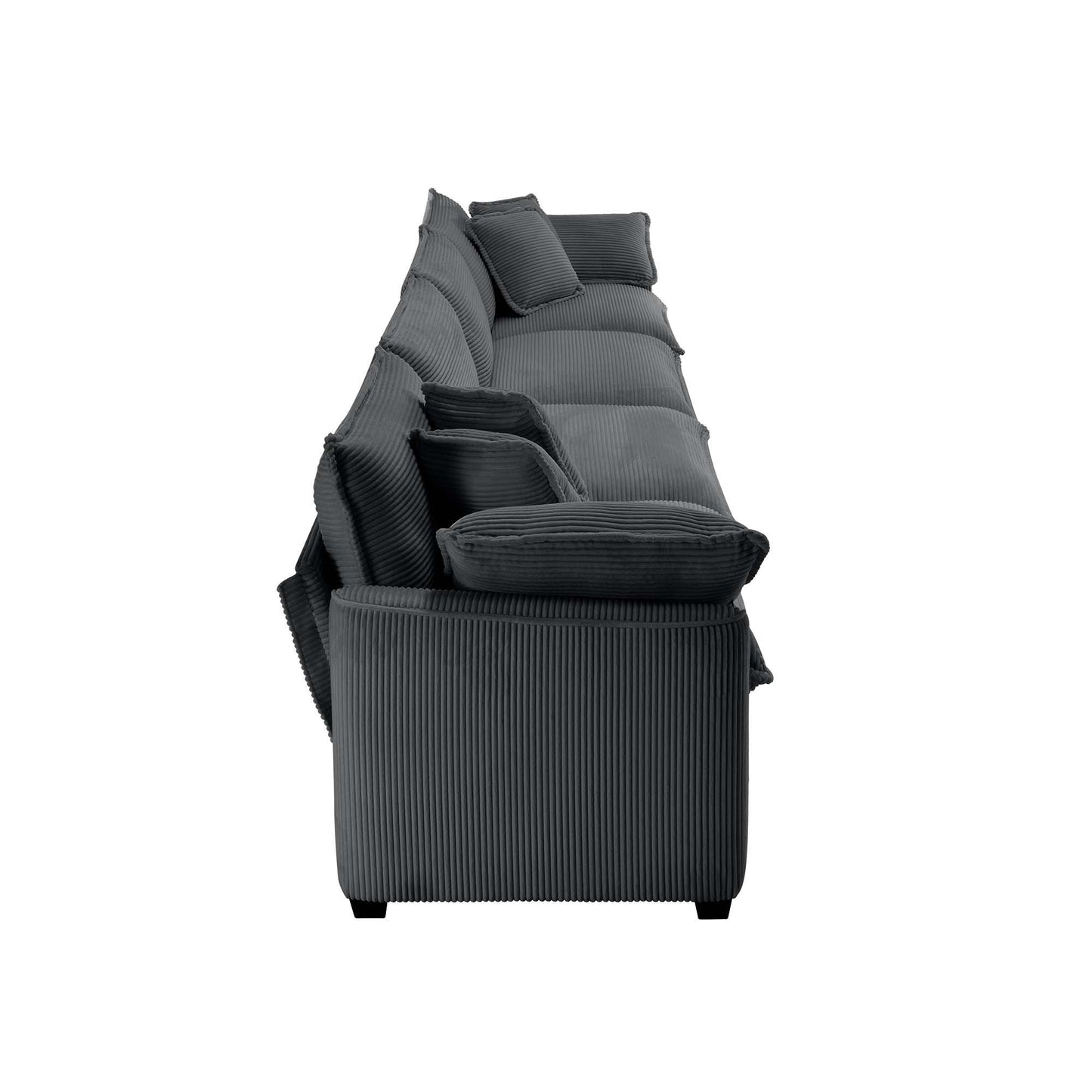Modern Upholstered 4 Seater Fabric Sofa With Arm And Throw Pillows