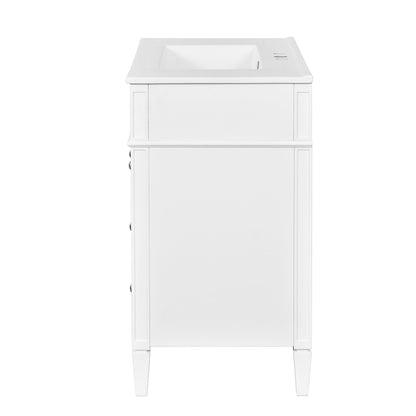 Bathroom Vanity With Top Sink, 2 Doors And 3 Drawers, Freestanding Set With Mirror Cabinet