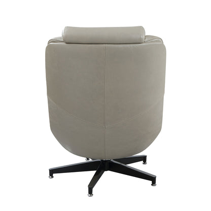 Piran - Twilight Top Grain Leather Accent Chair And Ottoman With Swivel - Gray