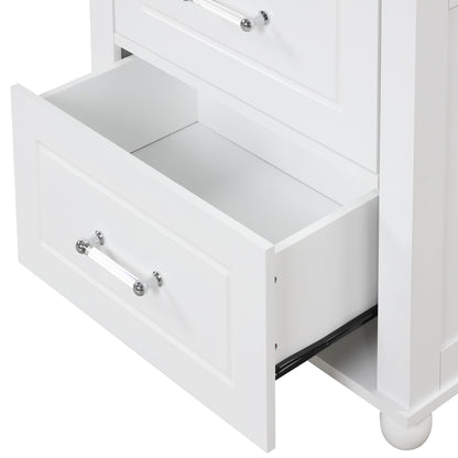 Tall Freestanding Bathroom Storage Cabinet With 2 Drawers And Adjustable Shelf