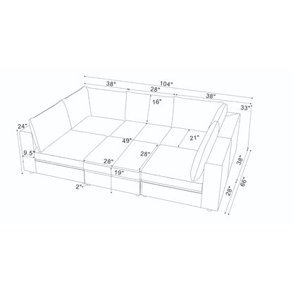 Reversible Modular Sectional Sofa With Custom Configuration