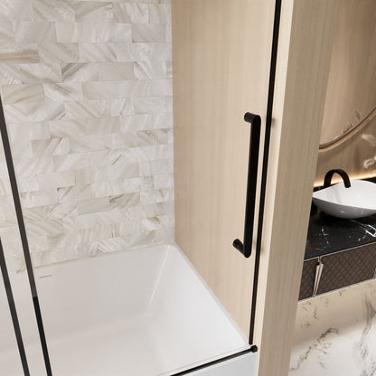 Frameless Single Sliding Shower Door, Square Tube Track