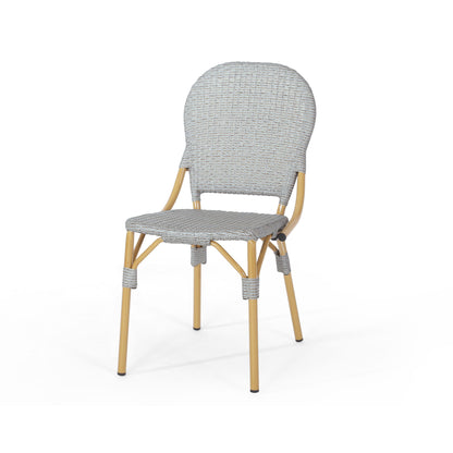 Outdoor Rattan And Aluminum Armless French Bistro Chairs (Set of 2) - Dark Gray