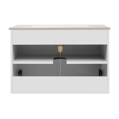 Bathroom Vanity With Sink, Rectangular Storage Cabinet With 2 Soft Closing Doors